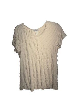 Only 9 White Cream Tiered Career Casual Blouse Top Plus Size 3X Short Sleeve